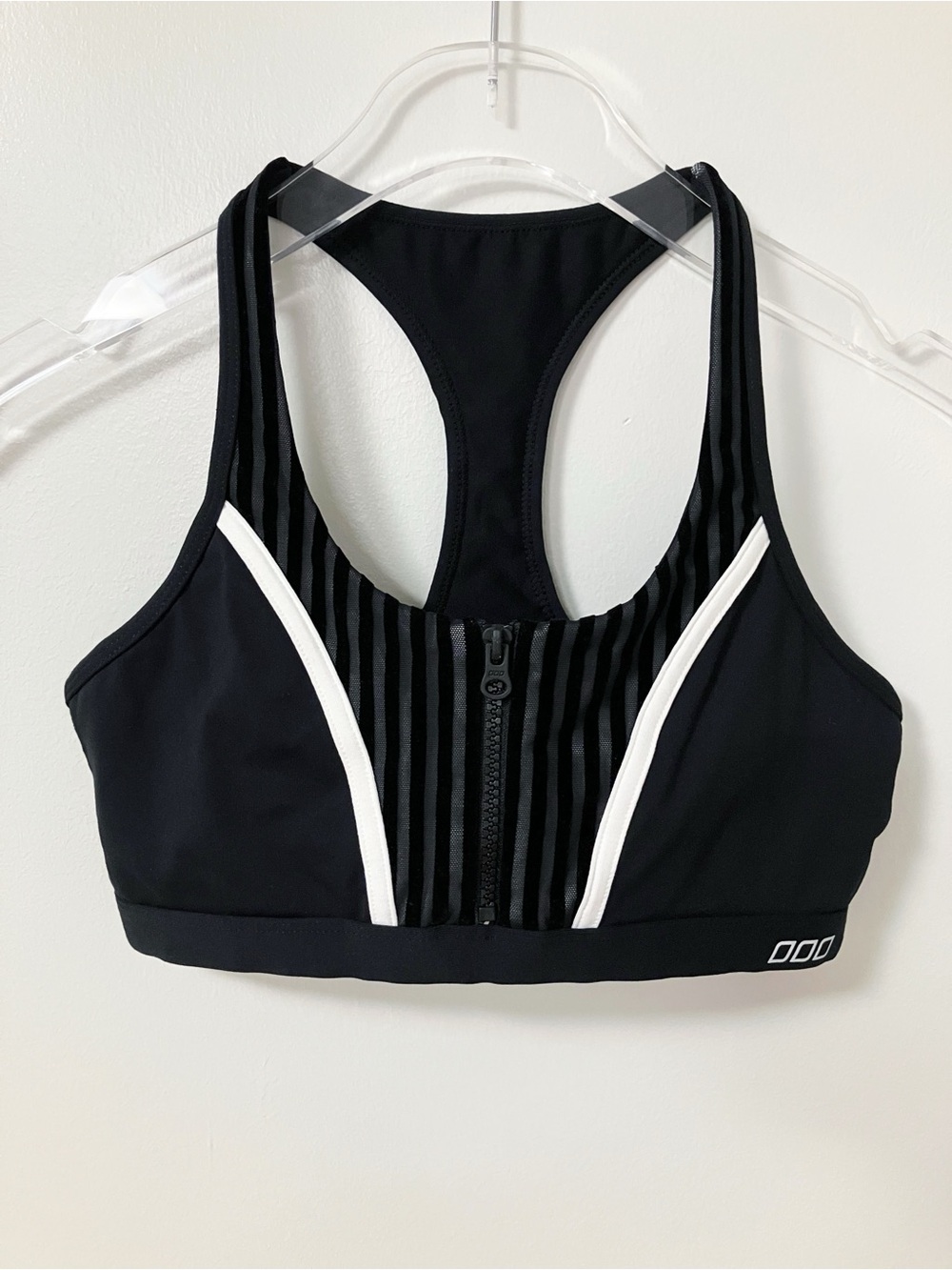 Lorna Jane | Black White Zip Sports Bra M Athletic Fitness Gym Train Workout